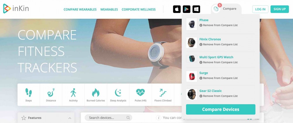 inKin Fitness Trackers Comparison Tool Step 3