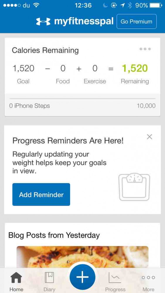 MyFitnessPal app screenshot on inKin Social Fitness Blog