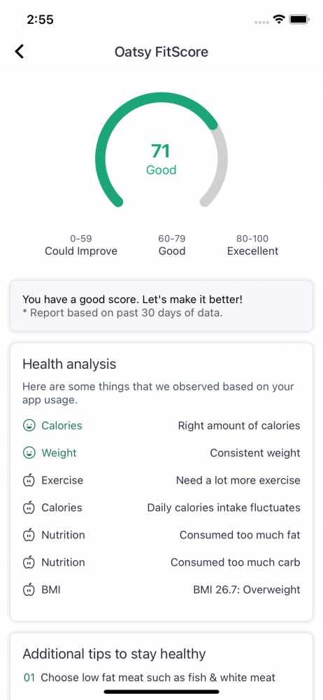 Oatsy Calorie Counter