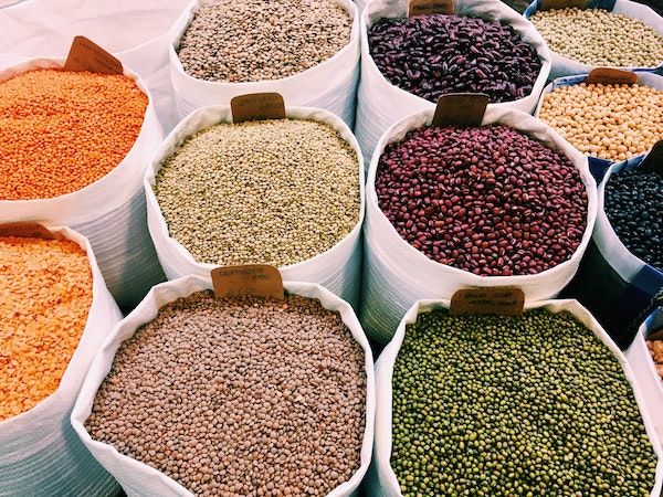 bags of various legumes