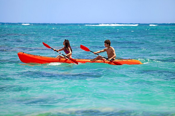 Couple kayaking