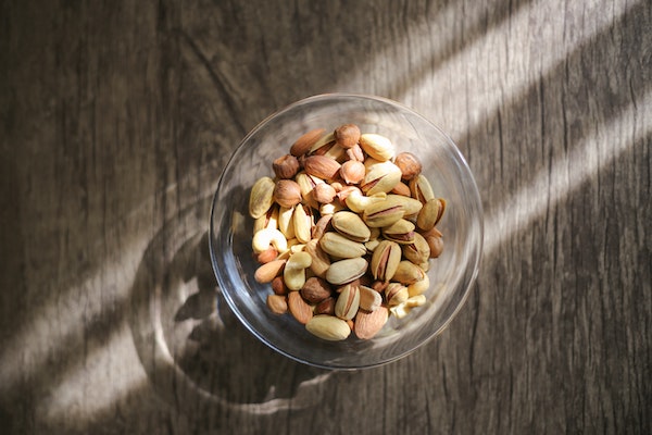 almonds and pistachios in a bowl